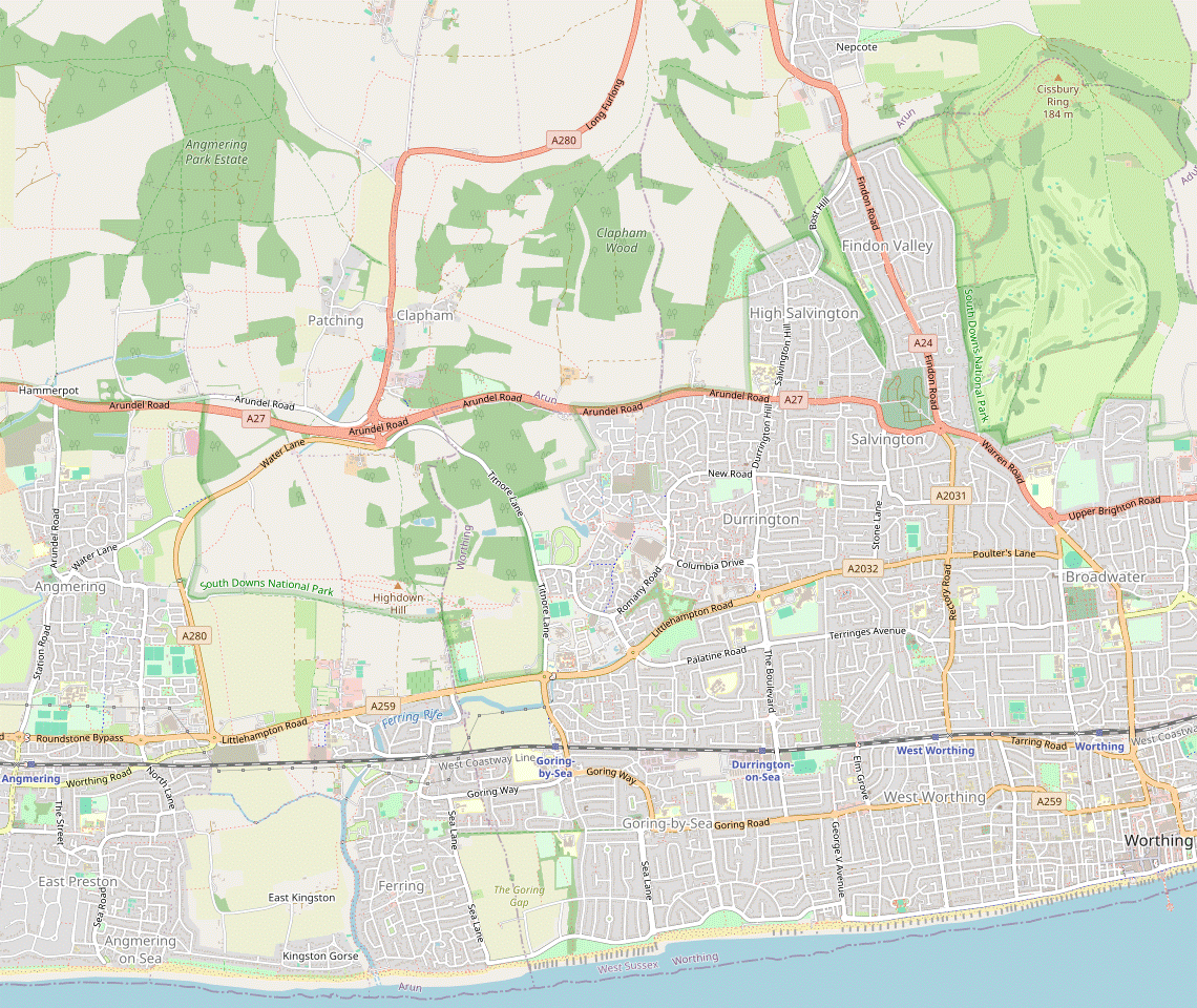 Walk Map: Angmering to Worthing